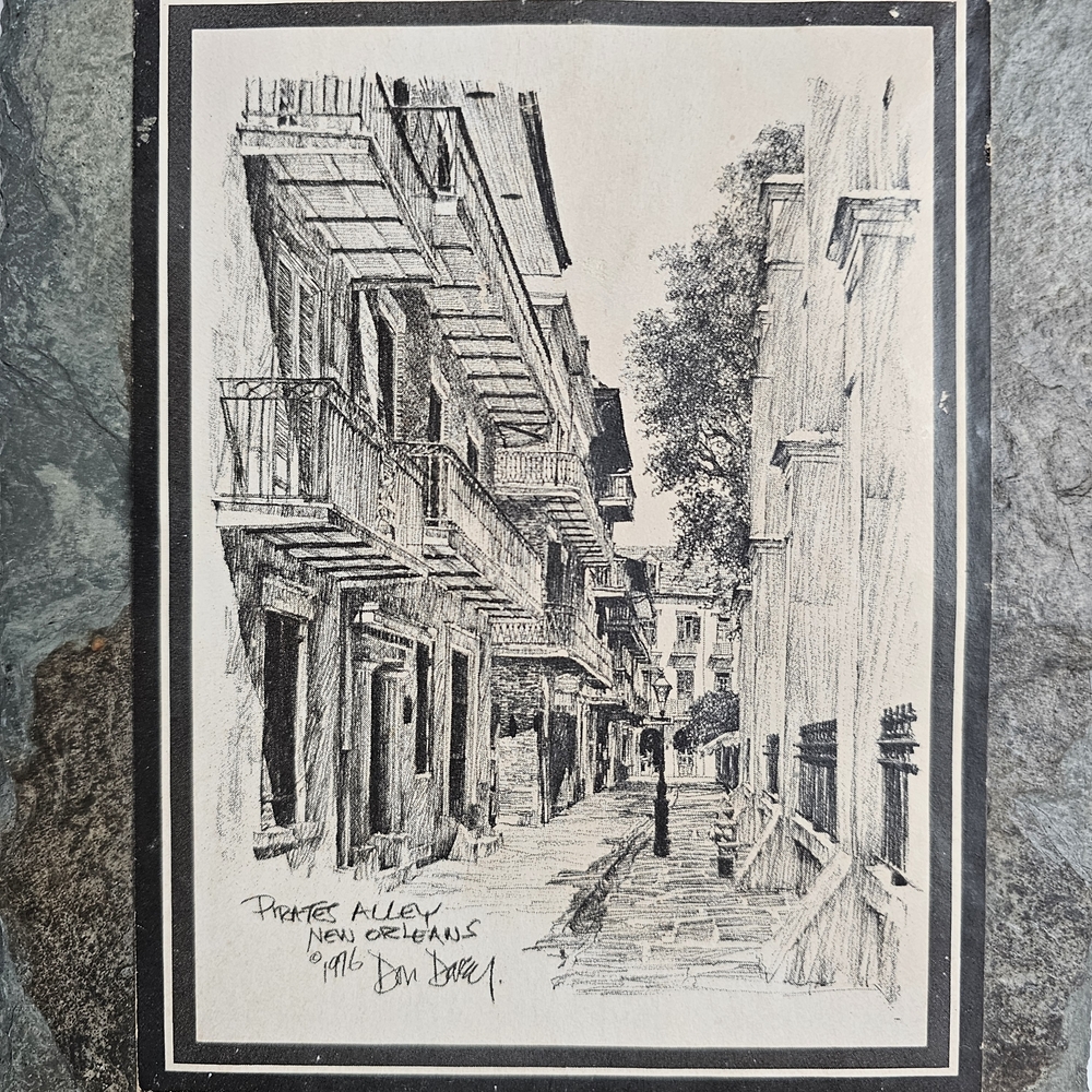 Rustic Slate Wall Art Sketch Pirates Alley New Orleans Plaque French Quarters - Picture 3 of 4